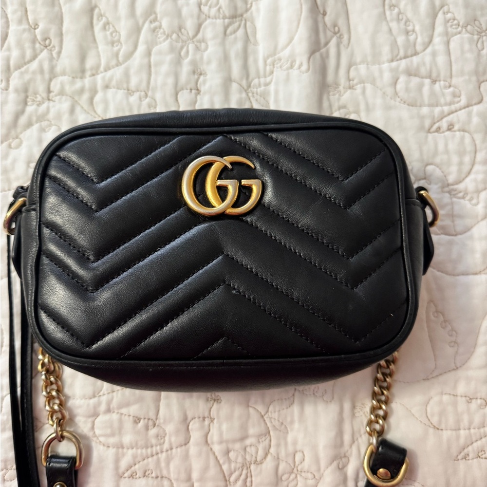 Black Gucci Quilted Leather Crossbody Bag